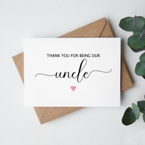 GreenStar Gifts Thank You For Being Our Uncle Card - Uncle Thank You Card - Bridal Party Wedding Card - Uncle Appreciation Card - Funny Wedding Party Card