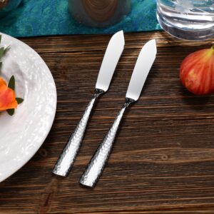 KEAWELL Premium 4-Piece 7" Louis Hammered Butter Knives, 18/10 Stainless Steel, Dishwasher Safe