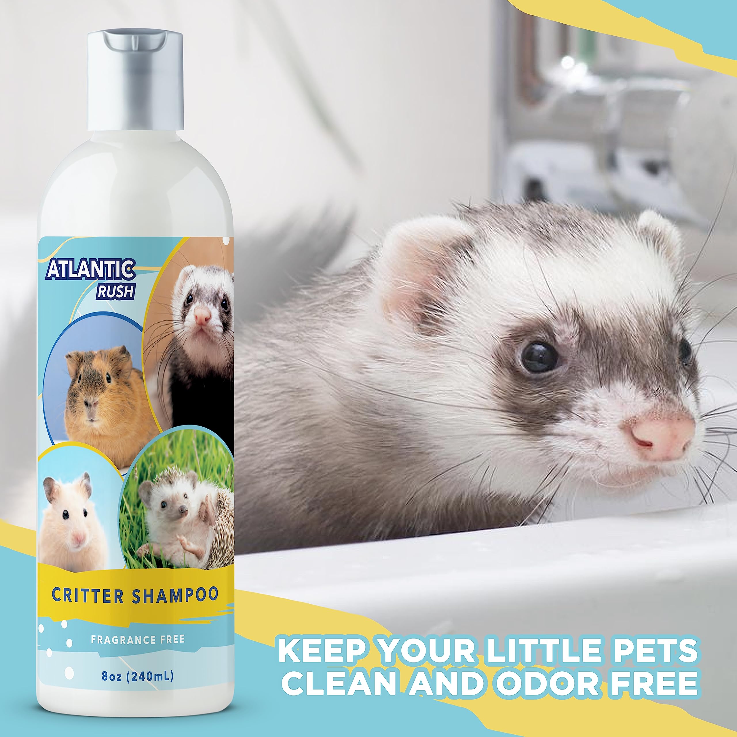 Critter Shampoo for Small Pets - 8oz Small Animal Fragrance Free Shampoo - Pet Shampoo for Small Critters Including Ferrets, Guinea Pigs, Rabbits, Hedgehogs, Hamsters & Sugar Gliders