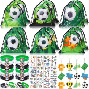 winrayk 12 sets soccer party favors sports birthday supplies, soccer goodie bags drawstring bags tattoo stickers gifts toys goody bag stuffers filler soccer birthday party favors soccer party supplies