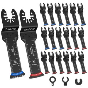 20 pcs extra long oscillating saw blades, curved edge bi-metal and japanese teeth multitool blades precise cut for wood plastic nails metal, multi tool blades kits fit dewalt milwaukee bosch 70mm