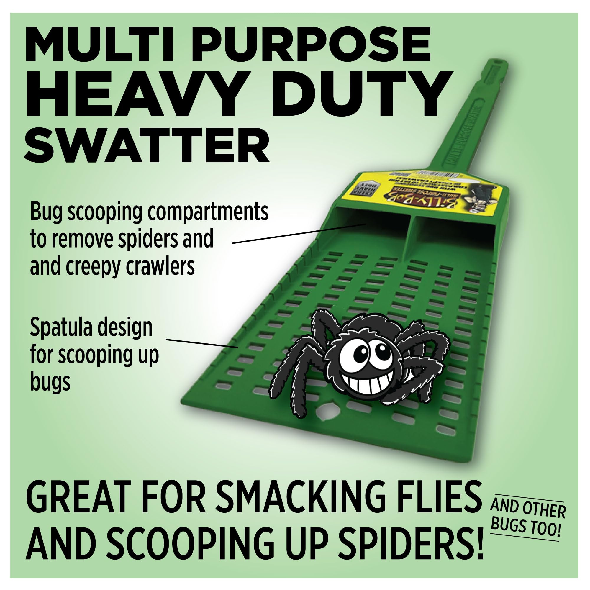 BILLY-BOB Multi-Purpose Heavy Duty Fly Swatter - 2 Pack - Fly Swatter with Bug Scooping Compartments