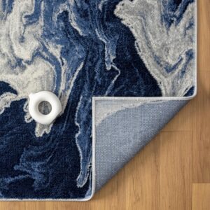 LUXE WEAVERS Marble Abstract Clouds Area Rug,Blue,5'X7'