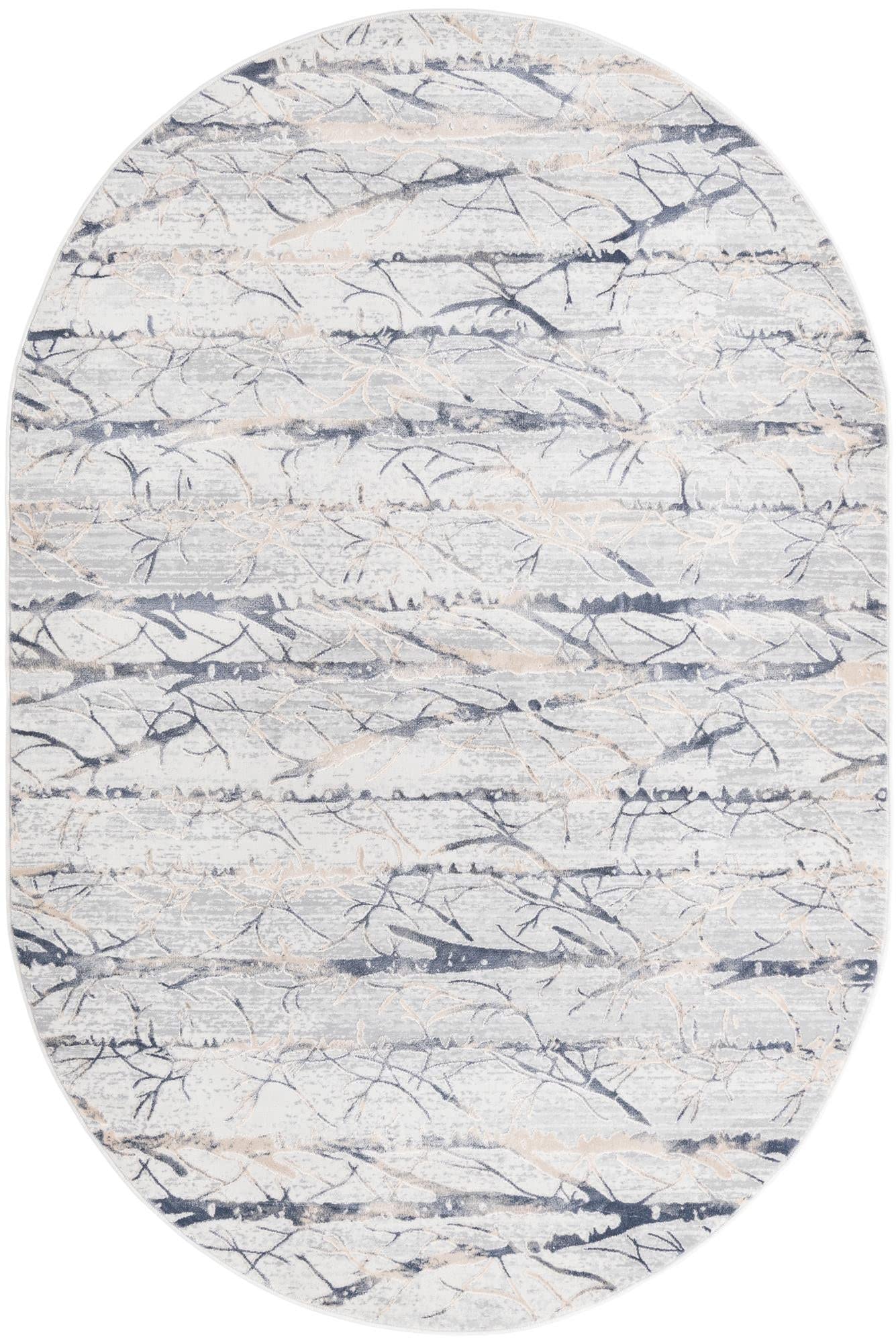 Unique Loom Finsbury Collection Area Rug - Anne (5' 3" x 8' Oval, Gray/ Beige)