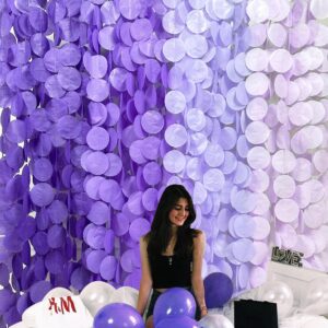 205Ft Lavender Party Decoration Ombre Purple Polka Dot Backdrop Streamer Tissue Paper Circle Dot Hanging Garland for Birthday Bachelorette Wedding Bridal Shower Engagement Lilac Violet Party Supplies