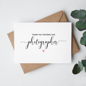 GreenStar Gifts Thank You For Being Our Photographer Card - Photographer Thank You Card - Bridal Party Wedding Card - Photographer Appreciation Card - Funny Wedding Party Card