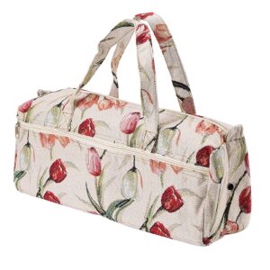 knitting tote bag, large capacity yarn storage tote knitting bag portable crochet bag for yarn skeins crochet hooks knitting needles other accessories(rose jacquard)