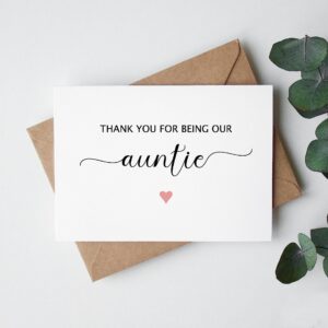 GreenStar Gifts Thank You For Being Our Auntie Card - Auntie Thank You Card - Bridal Party Wedding Card - Auntie Appreciation Card - Funny Wedding Party Card