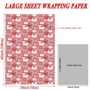 SaringSwoon Pink Christmas Wrapping Paper for Boys Girls Kids - Xmas Gift Wrap With Santa, Gnome, Rustic Red Trucks, Polar Bear on Pink Designs - 40×28 Inches, 6 Folded Sheets