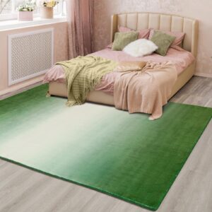 Przemy Washable Rugs for Bedroom Living Room, 4x6 Green Memory Foam Area Rug, Soft Modern Indoor Carpet for Kids Room Dorm Nursery Bedside Play Mat Home Decor