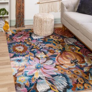 Unique Loom Blossom Collection Area Rug - Negril (4' x 6' Rectangle, Multi/ Black)