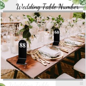 Geetery 100 Pcs Acrylic Table Numbers 1-100 Double Sided Table Number Cards Wedding Table Number Stands Restaurant Table Tent Table Number Signs for Party Banquets Supplies, 2.36 x 6.3 Inch (Black)