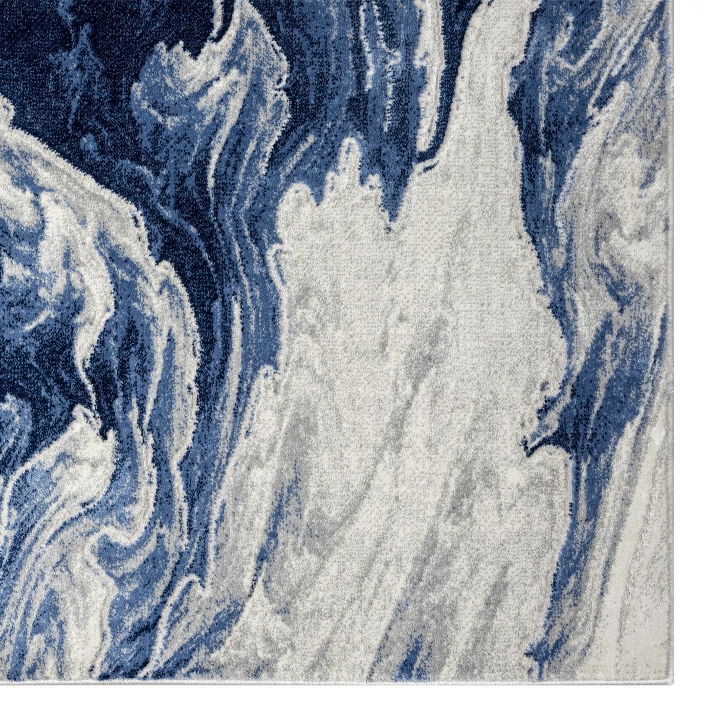 LUXE WEAVERS Marble Abstract Clouds Area Rug,Blue,5'X7'