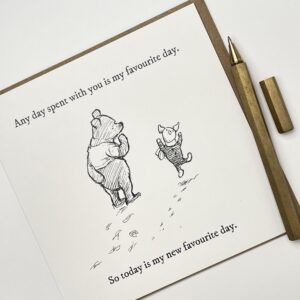 Old English Co. Winnie The Pooh Birthday Card for Friend - Favourite Day Quote from Winnie The Pooh and Piglet for Sister, Cousin, BFF - Thinking of You Sympathy Card | Blank Inside with Envelope