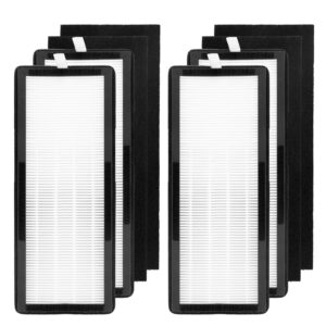 reinlichkeit true hepa filter compatible with veva 8000 elite pro series air purifier，4 true hepa filters & 4 premium carbon pre filters