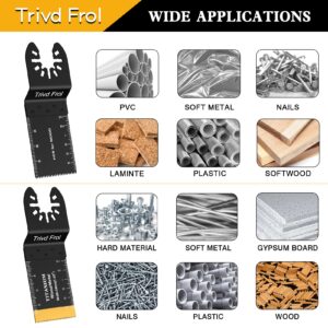 Trivd Frol 50PCS Oscillating Saw Blades, Professional Universal Titanium Multitool Blades for Wood Plastics Metal, Quick Release Multi Tool Blades Kits Fit Dewalt Ryobi Milwaukee Rockwell Fein