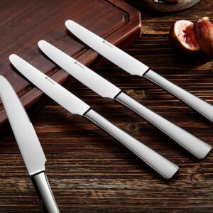 KEAWELL Premium 9.5" Louis Dinner Knives, Set of 4, Stainless Steel Dishwasher Safe, Serrated Knives (Plain)