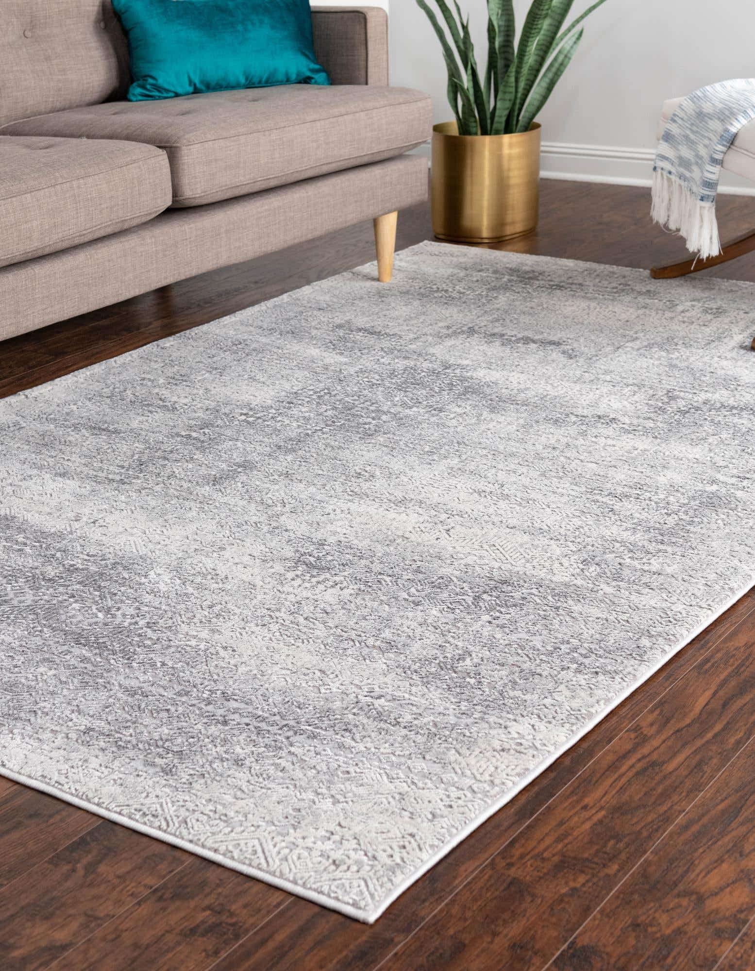 Unique Loom Finsbury Collection Area Rug - Sarah (9' x 12' Rectangle, Gray/ Ivory)