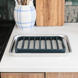 The Silicone Kitchen Silicone Roasting Rack Pan, Dishwasher Safe, BPA Free, Non-Toxic, 7 in by 10.75 in, Navy, 2 Pack