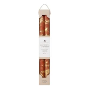 premium decorative tapers - 12" 2pk - terra cotta w/gold - 73301