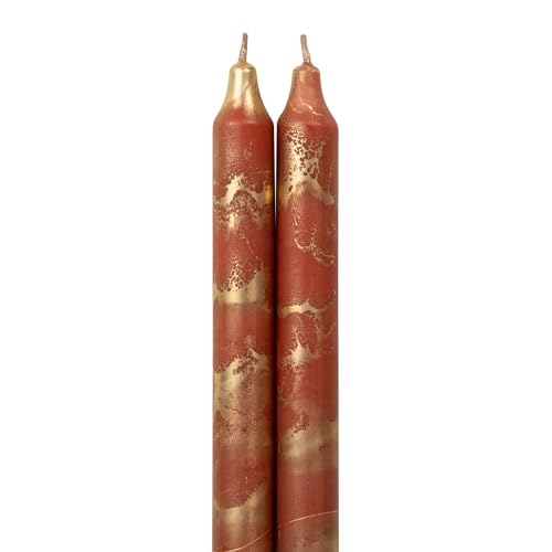 Premium Decorative Tapers - 12" 2PK - Terra Cotta w/Gold - 73301