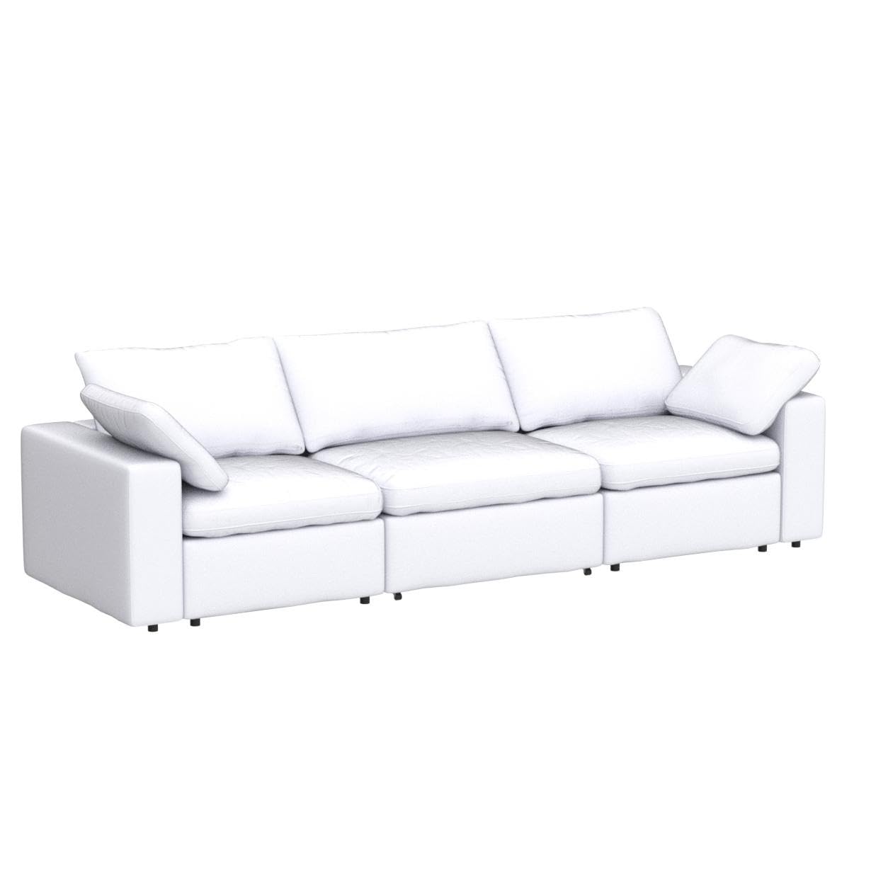 Sdorens Modern Modular Sectional Sofa 3 Seat, Cushion Covers Removable, 118" Minimalist Sofa Couch for Living Room Office Apartment, White