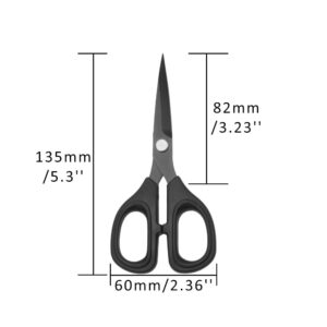 Black Scissors 5.5" Office Scissors All Purpose Straight Scissors Stainless Steel Tailor Scissors Comfort Grip Craft Shears Sharp Scissors for Office School Home