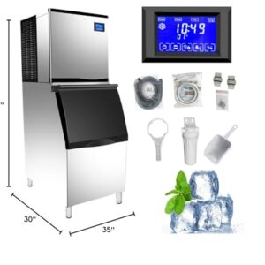 CMICE Commercial Ice Machine, 1000 Lbs/24H Industrial Ice Maker Machine with 640 Lbs Ice Storage, Vertical Ice Maker Machine