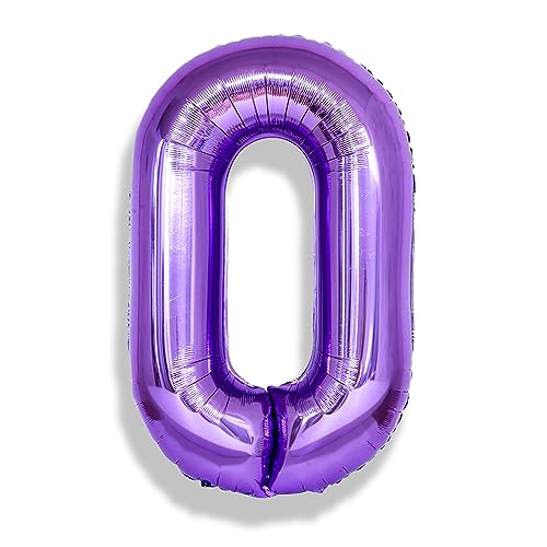 Purple Number Balloons, 40 Inch Foil Large Balloons, Helium Self Inflating Number Balloon for Girls Women 10th 20th Birthday Party Bridal Shower Anniversary Ceremony Party Decoration Supplies