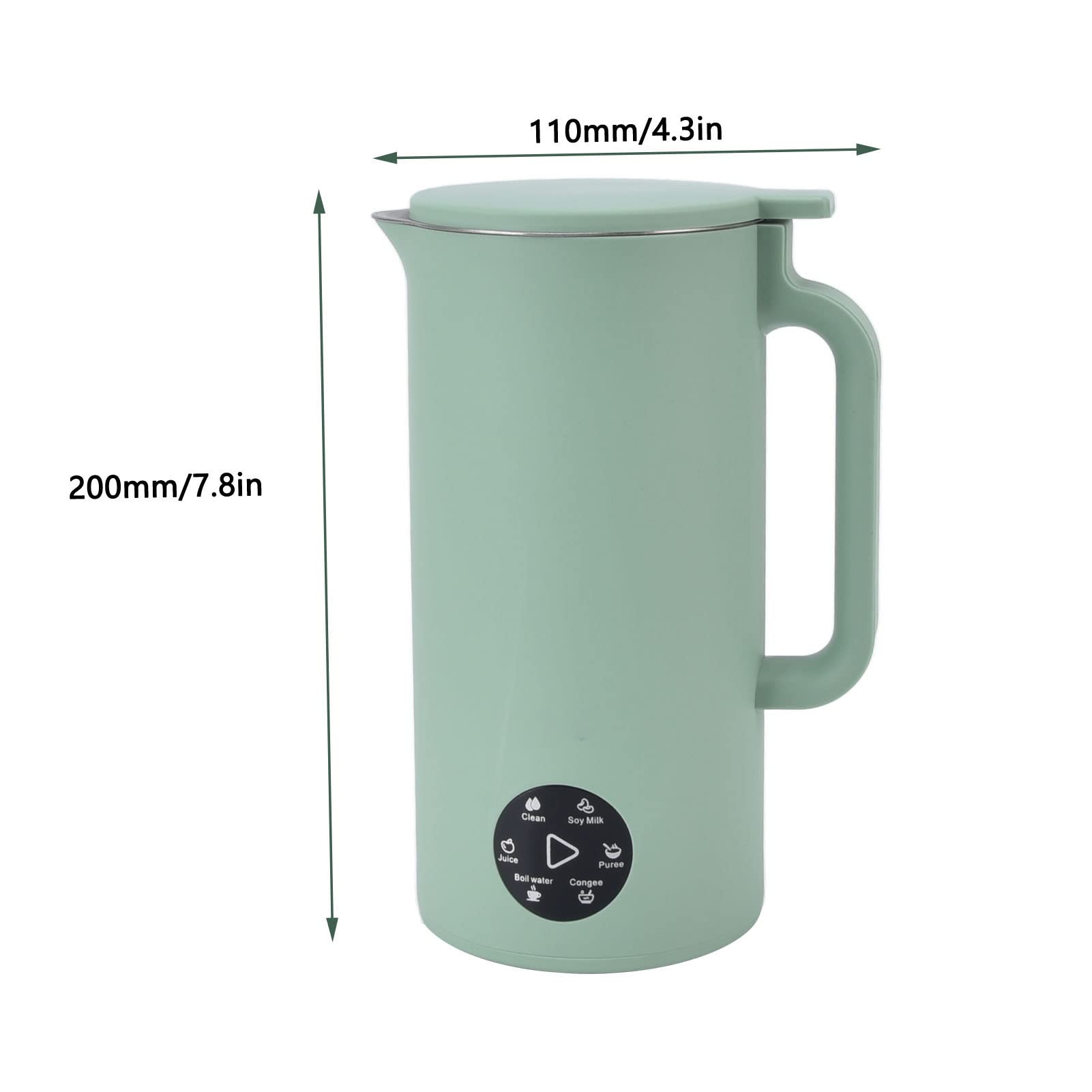 Soybean Milk Machine Small Household Soymilk Maker 110V Portable Automatic Blender Fruit Wall Breaker Blender Kitchen Mini Soybean Milk Maker Soy Milk Maker Machine (110V Matcha Green [US Plug])