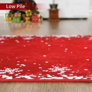 RUGSREAL 5x7 Christmas Area Rug Bedroom Living Room Area Rug Xmas Decorative Area Rug Non-Slip Indoor Throw Rug Washable Area Rug Floor Carpet for Kitchen Nursery, Red 5' x 7'