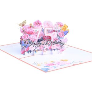 Happy 75th Birthday Card, 75th Birthday Cards for Women, 75th Birthday Gifts for Women, Happy Birthday Card, Pop Up Cards, Pop Up Cards Flowers for Women with Note.