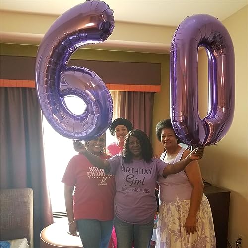 Purple Number Balloons, 40 Inch Foil Large Balloons, Helium Self Inflating Number Balloon for Girls Women 10th 20th Birthday Party Bridal Shower Anniversary Ceremony Party Decoration Supplies