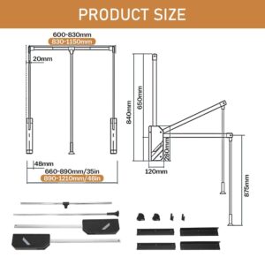 Pull Down Closet Rod, 60 lbs Load Capacity, Stainless Steel Adjustable 26-35 inches Soft-Close Wardrobe Lift Rail Organizer for Hanging Clothes, Two-way Buffering Side & Back Mounted Closet Rod