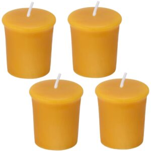 aglary 4pcs pure beeswax votive candles, unscented, naturally lightly honey scented, 12 hours burn time each (raw)