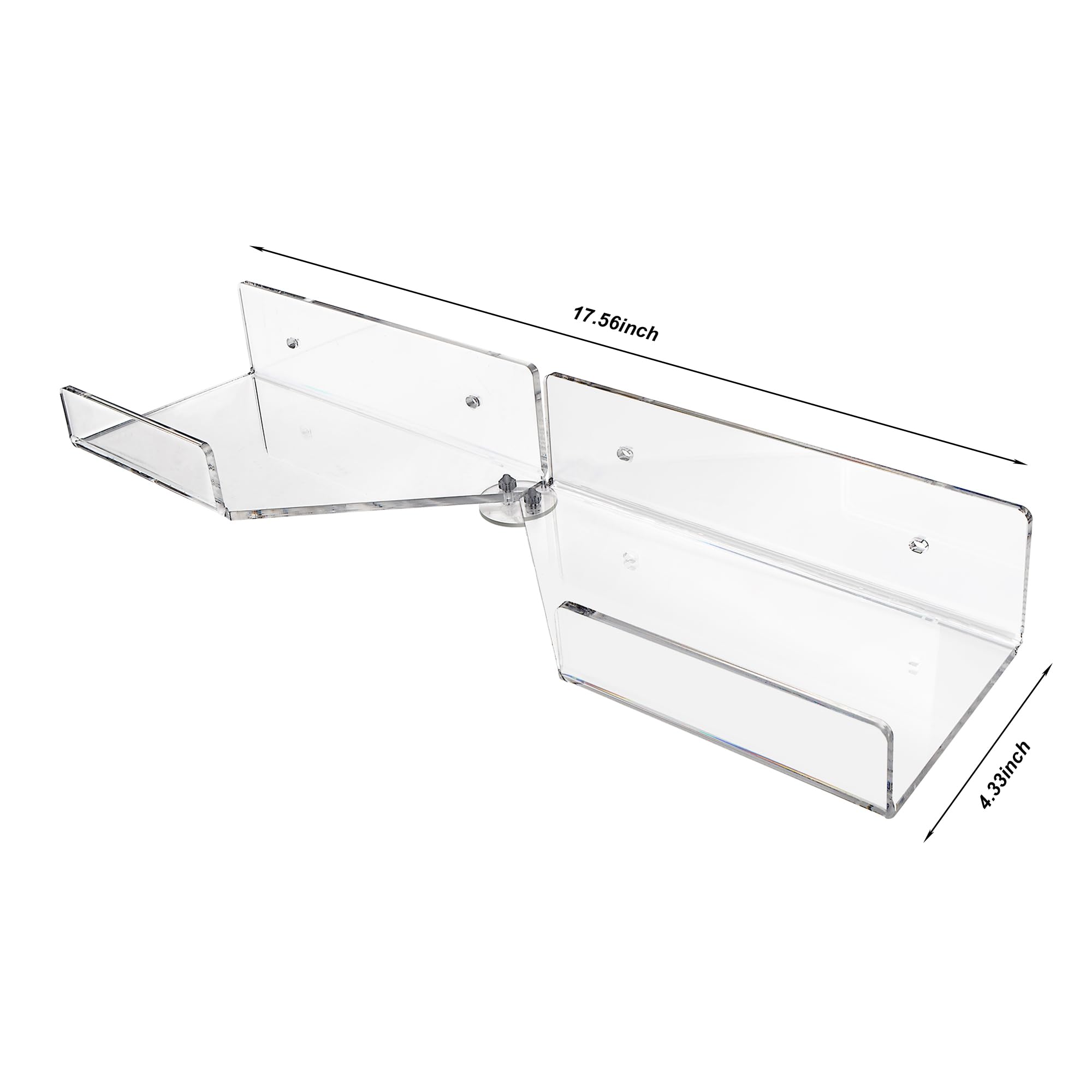 Bathroom Shelf Acrylic Lower or Over The Sink Shelf for Small Bathroom,Behind Faucet & Swivel Corner Floating Shelves for Kitchen Faucet Shelving,Smart Self-Adhesive & Drilling Mount (Large)