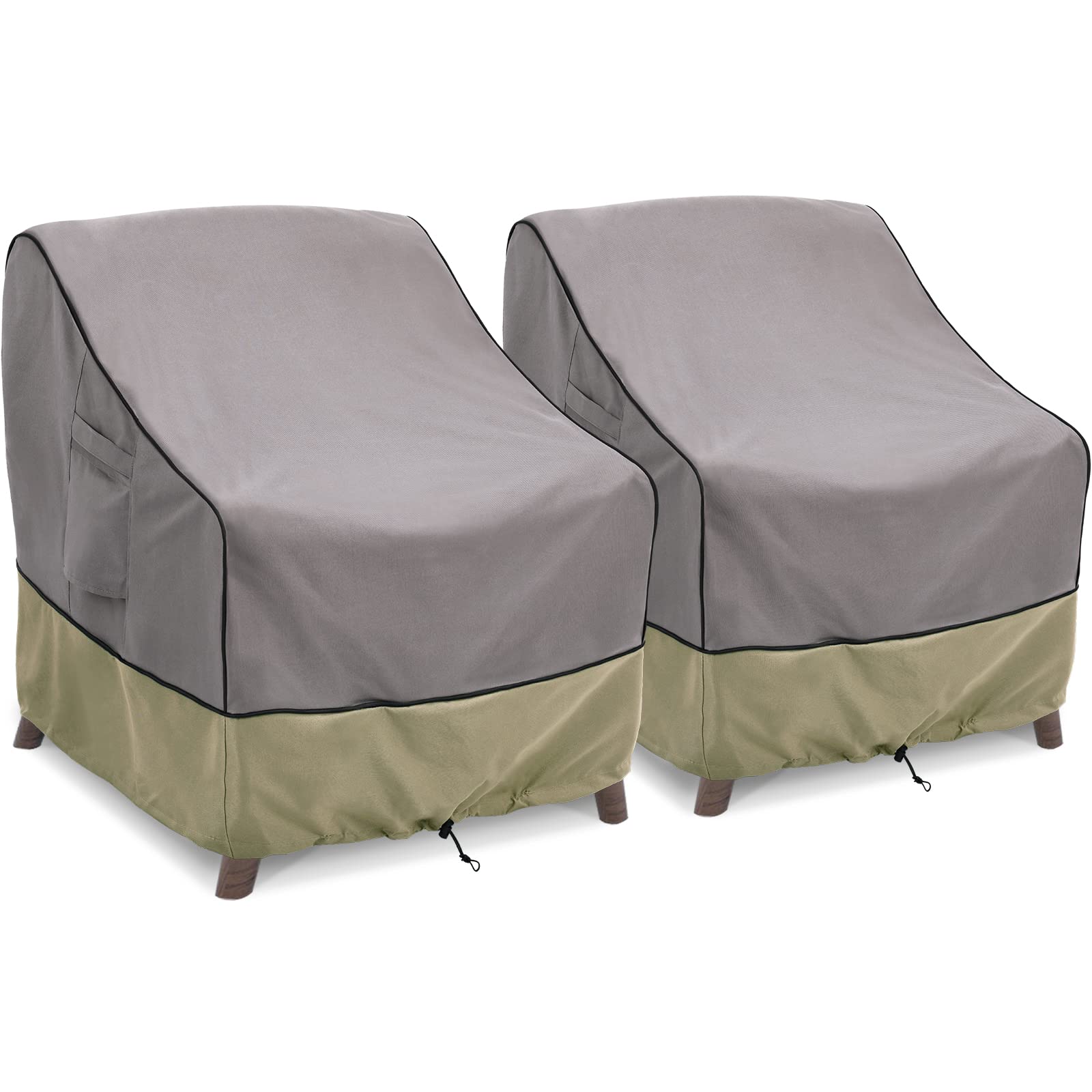 BRIVIC Patio Furniture Covers Waterproof for Chair, Outdoor Lawn Chair Covers Fits up to 36W x 37D x 36H inches(2Pack), Grey