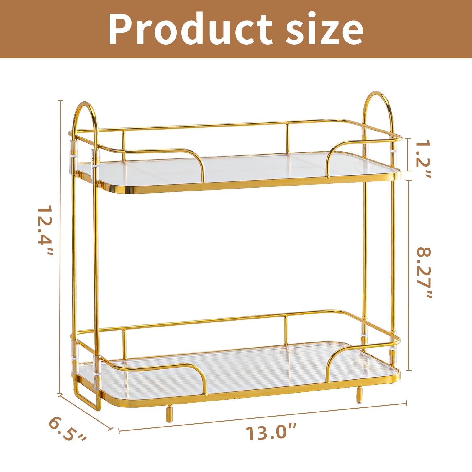 Seoneiro 2 Tier Corner Bathroom Counter Organizer, Cosmetic Skincare Organizer, Bathroom Countertop Perfume Tray Vanity Organizer, Kitchen Spice Corner Storage Shelf