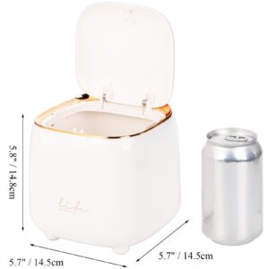 Foraineam 2 Pack Tabletop Trash Can with Pop-up Lid, Mini Plastic Countertop Trash Can Wastebasket Rubbish Bin, Small Desktop Garbage Can with Removable Inner for Bathroom Vanity, Bedroom, Office, Car