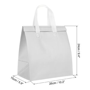 PATIKIL Insulated Take Away Bags, 25 Pcs Insulation Cooler Bag Grocery Bags Thermal Bags 9.4 x 5.9 x 10.2 Inch for Hot Cold Frozen Food Coffee Delivery, White