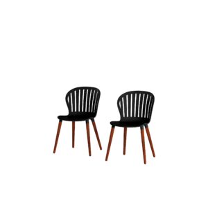 Amazonia | Ideal for Patio and Outdoors, Black Beira 4-Piece Dining Chairs | Eucalyptus Wood