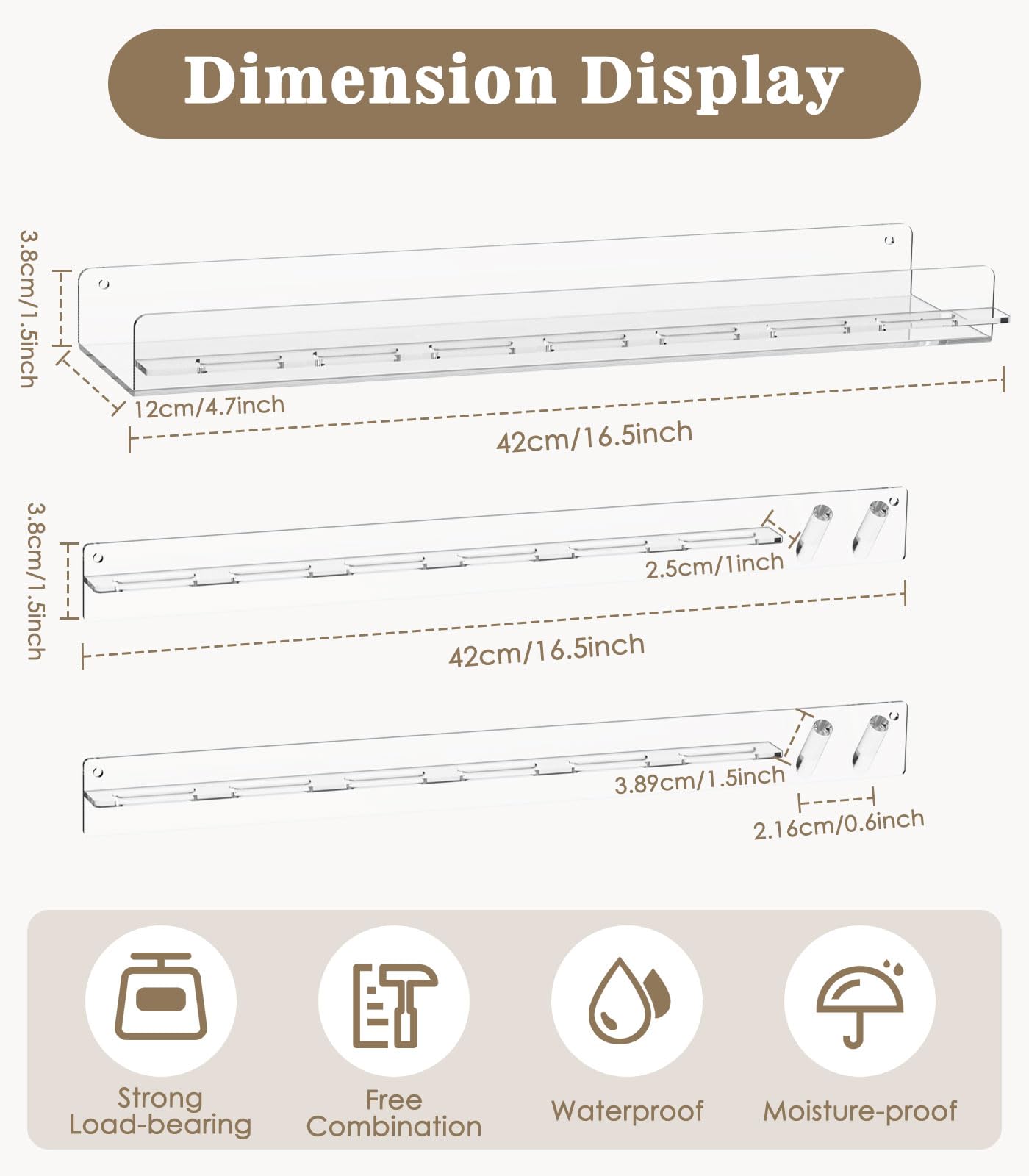 MoKo 3 Pack Acrylic Sunglass Organizer Wall Mount, Clear Sunglass Display Case Storage Hanging Holder for Entryway Living Room Bedroom, Clear