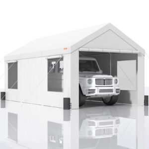 vevor carport 10x20ft, upgraded version car canopy portable garage, heavy duty car port with roll-up ventilated windows & removable sidewalls, uv resistant waterproof all-season tarp for suv truck