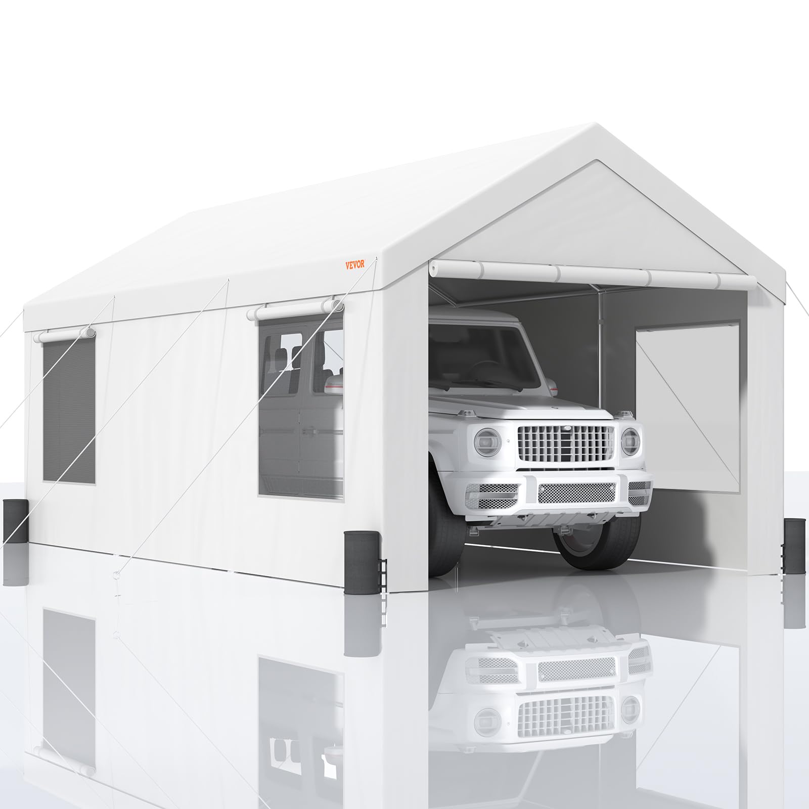 VEVOR Carport 10x20ft, Upgraded Version Car Canopy Portable Garage, Heavy Duty Car Port with Roll-up Ventilated Windows & Removable Sidewalls, UV Resistant Waterproof All-Season Tarp for SUV Truck