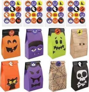 yinupet 40 pack of halloween treats bags halloween paper candy bags gift bags (colorful01)