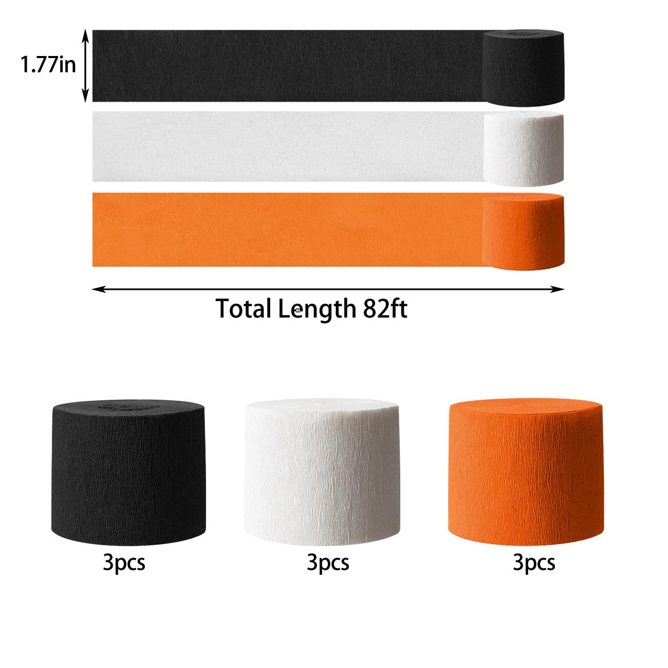 Black Orange White Halloween Party Decoration Crepe Paper Streamers,Halloween Theme Birthday Party Surprise Voorpleasy