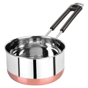 panca tea pan stainless steel copper bottom sauce pan milk pan tapeli patila induction base 1.5 litre sauce pot milk boiler with handle (1500 ml)