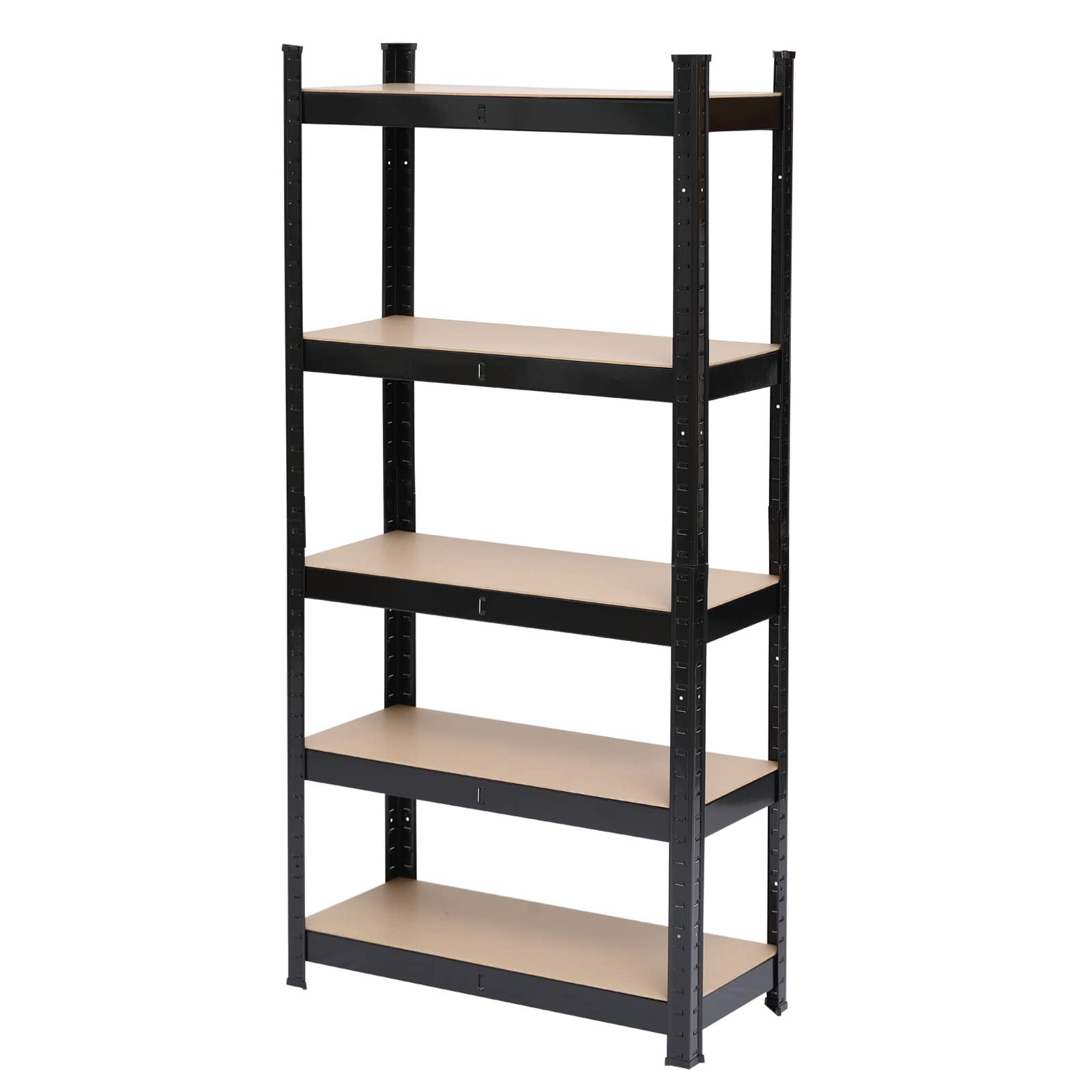 Karl home Garage Shelving Heavy-Duty, 5-Tiers Wide Size Adjustable Metal Shelving Unit Utility Rack Organization for Garage Pantry Basement, 1900lbs,27.6" L x 11.8" W x 59.1" H, Black