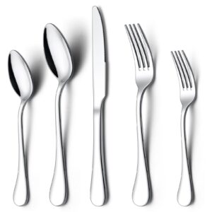 onader 60-piece 18/10 silverware set stainless steel flatware cutlery set for 12