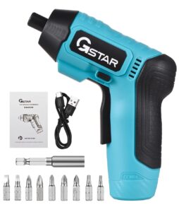 cornesty cordless screwdriver kit with crv 50mm magnetic bits set, 3.7v electric screwdriver drill ket power tools with led light, spindle lock, usb charging cable, storage box (blue)